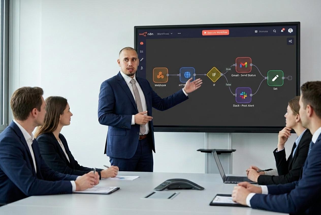 Ahmed Tarik Algümüs präsentiert KI-Workflow und Automatisierungslösung